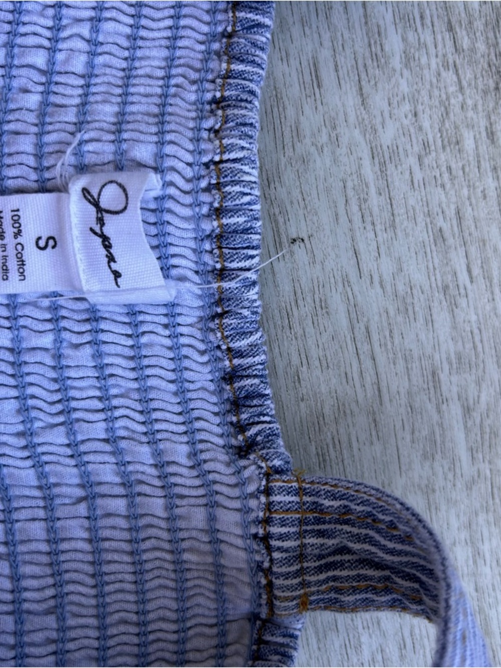 Japna Pinstriped Denim dress Womens Size S Blue Cottagecore Picnic Spring - Picture 3 of 8